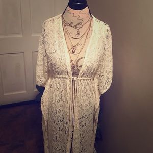 Forever 21-Cream lace cardigan